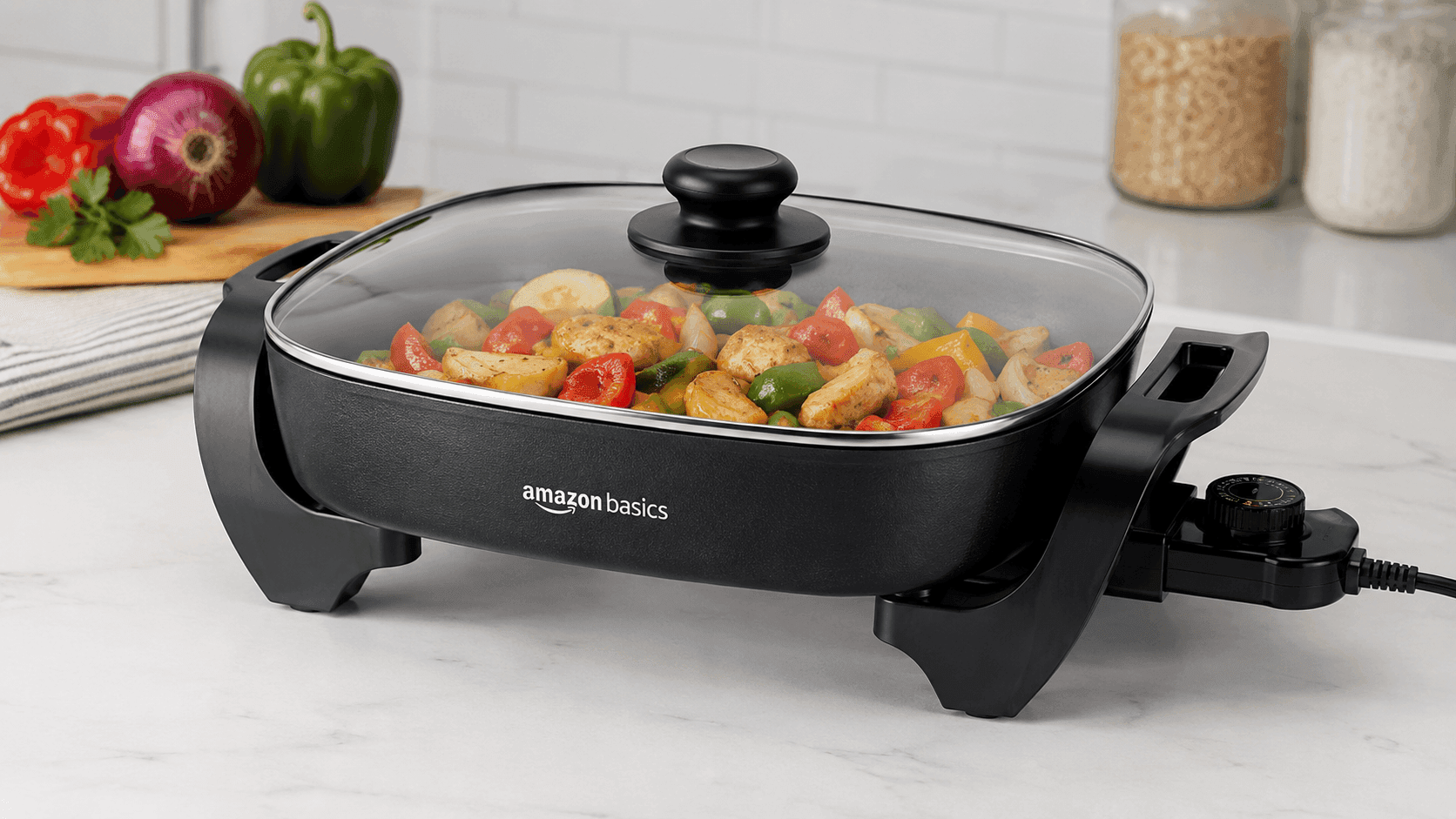 Why Amazon Basics Electric Skillet and Frying Pan with Glass Lid Fits Busy Kitchens