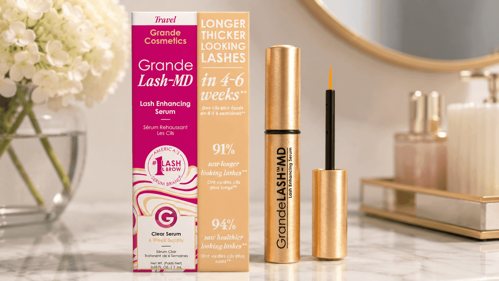 How Grande Cosmetics GrandeLASH-MD Lash Enhancing Serum Improves Lash Appearance